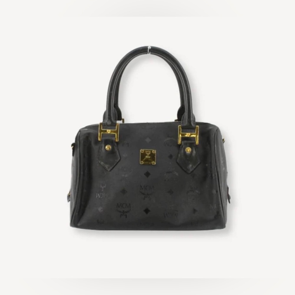 MCM Black Nylon Boston Bag